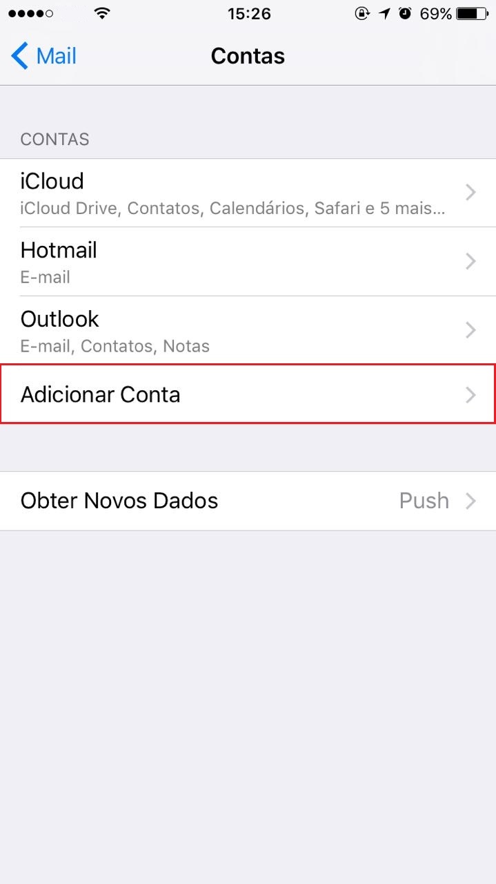 Iphone, Ipad: Adicionar conta