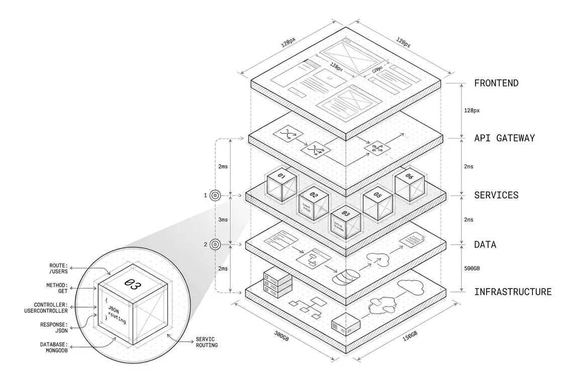 Composição visual sobre projetos e soluções digitais do GRUPOW